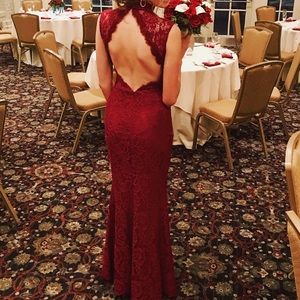 Maroon lace gown